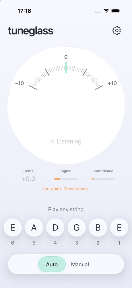 Precision mode with a ±10 cent dial and signal and confidence meters